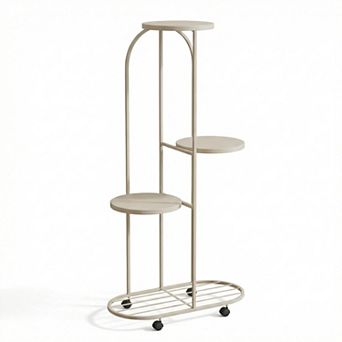ANIXOL Four Tier Metal Corner Plant Stand with Wheels