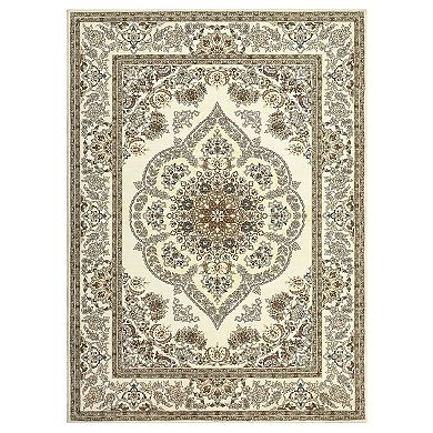 Washable Boho Floral Medallion Area Rug, Non-Slip Soft Low-Pile Printed Carpet