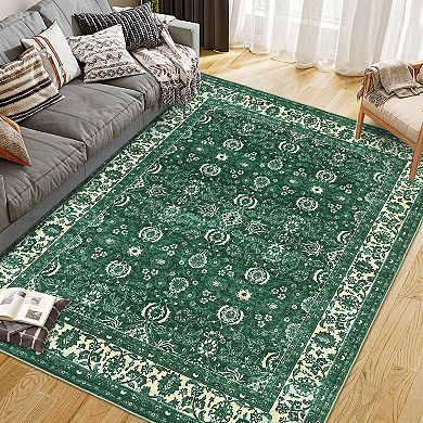 Premium Persian Medallion Print Shag Area Rug, Non-Slip Base
