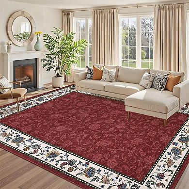 Persian-Inspired High Density Non-Shedding Soft Shaggy Area Rug, Foldable for Easy Placement