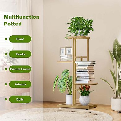 ANIXOL 4-Tier Corner Metal Plant Stand for 5 Pots