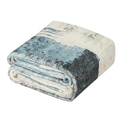 Modern Abstract Beige Blue Area Rug, Stain Resistant Washable Floor Mat, Non-Shedding, Non-Slip