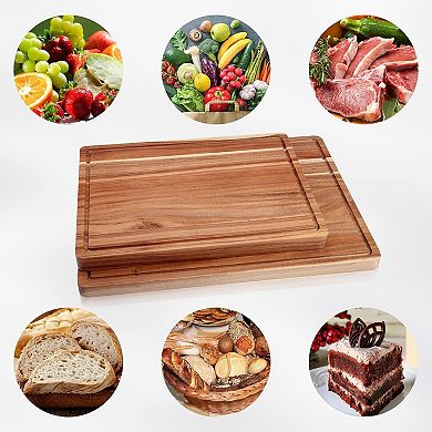 ANIXOL Acacia Wood Cutting Board with Juice Groove and Side Handles