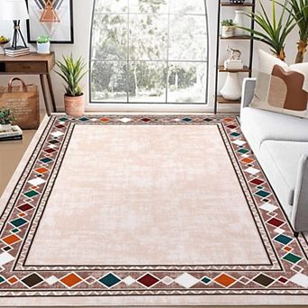 Rugs for Living Room, Soft Non-Slip Washable Area Rugs, Faux Wool Bedroom Rug