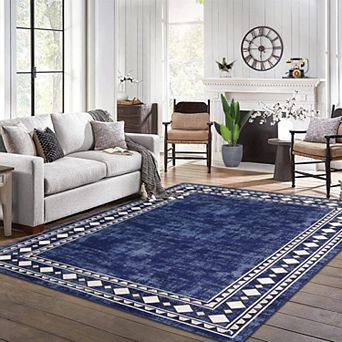 Rugs for Living Room, Soft Non-Slip Washable Area Rugs, Faux Wool Bedroom Rug