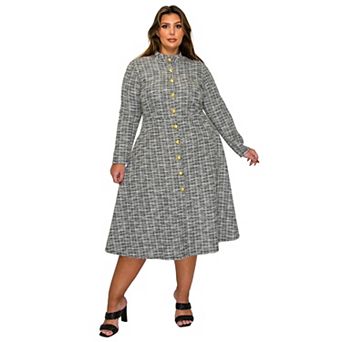 Plus Size Chelsea Tweed Button Dress