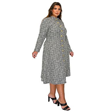 Plus Size Chelsea Tweed Button Dress