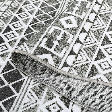 Moroccan Geometric Area Rug - Machine Washable, Easy-Cleaning, Non-Shedding, Stain Resistant