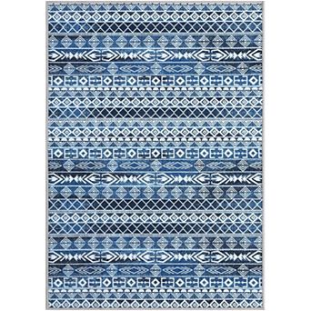 Moroccan Geometric Area Rug - Machine Washable, Easy-Cleaning, Non-Shedding, Stain Resistant