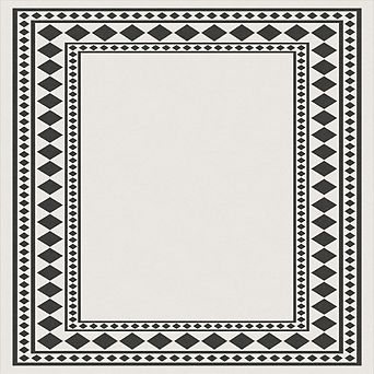 Modern Border Pattern Printed Area Rug, Non-Skid Backing, Machine Washable, Indoor Floor Carpet