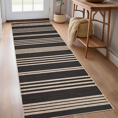 Modern Textured Washable Area Rug with Non-Skid Backing