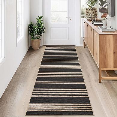 Modern Textured Washable Area Rug with Non-Skid Backing