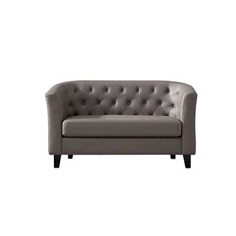 Leather Button Tufted Loveseat Sofa