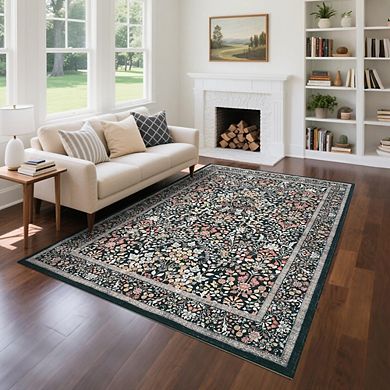Floral Print Non-Shedding Shag Area Rug, Ultra Soft and Durable Indoor Decor