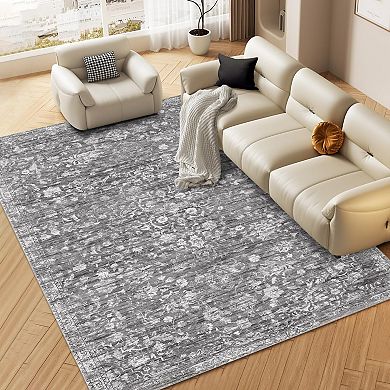 Reversible Outdoor Waterproof Rug - Oriental Medallion Patio Carpet for Deck Backyard and RV