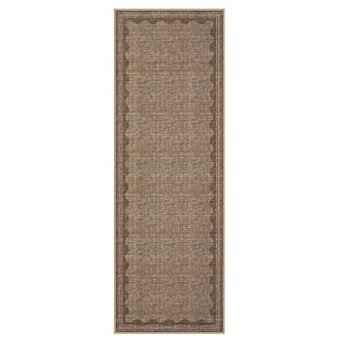 Scalloped Jute Area Rug, Washable Soft Low Pile, Non Slip Foldable Rug