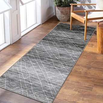 Vintage Non Slip Runner Rug - Washable Soft Carpet for Hallway Kitchen Laundry Room