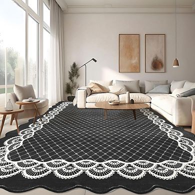 Washable Non-Slip Printed Area Rug, Polyester Carpet with Folding Design for Living Room Bedroom