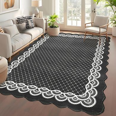 Washable Non-Slip Printed Area Rug, Polyester Carpet with Folding Design for Living Room Bedroom