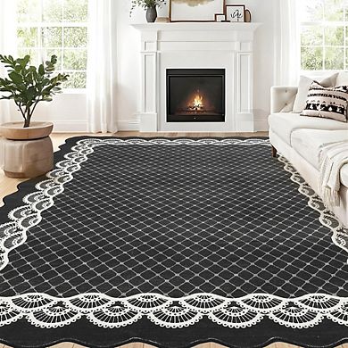 Washable Non-Slip Printed Area Rug, Polyester Carpet with Folding Design for Living Room Bedroom