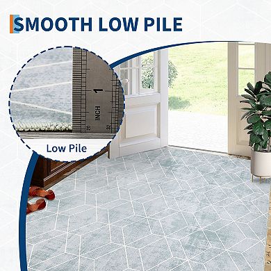 Washable Living Room Rugs, Non Slip Ultra Thin Low Pile Floor Carpet for Dining Room