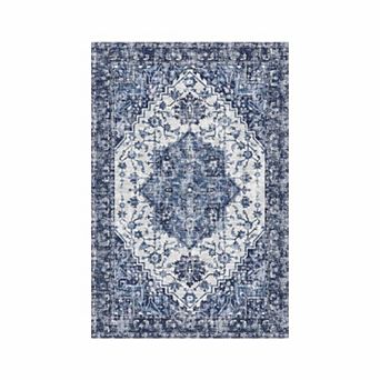 Washable Floral Area Rug - Non Slip Soft Low Pile Carpet for Bedroom Living Room Home Office