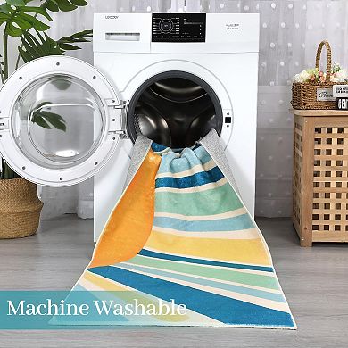 Washable Hallway Runner Modern Ombre Carpet, Non Slip Non Shedding Medallion Kitchen Area Rug