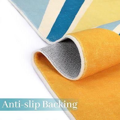 Washable Hallway Runner Modern Ombre Carpet, Non Slip Non Shedding Medallion Kitchen Area Rug