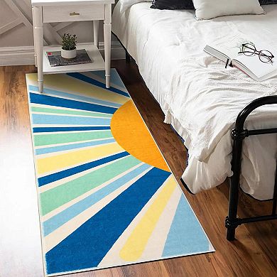 Washable Hallway Runner Modern Ombre Carpet, Non Slip Non Shedding Medallion Kitchen Area Rug