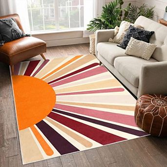 Washable Hallway Runner Modern Ombre Carpet, Non Slip Non Shedding Medallion Kitchen Area Rug
