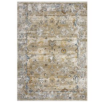 Washable Area Rug, Vintage Floral Distressed Rugs, Non-Slip