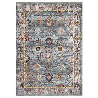 Washable Area Rug, Vintage Floral Distressed Rugs, Non-Slip