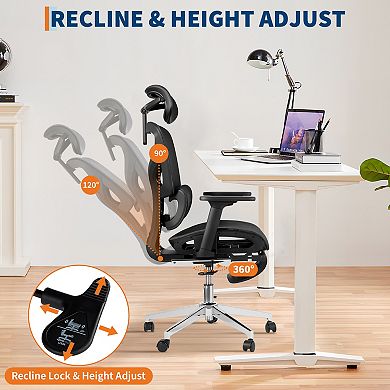ANIXOL Ergonomic Mesh Office Chair with Footrest, 4D Armrests & Dynamic Lumbar