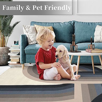 Washable Living Room Rugs, Non-Slip Backing, for Bedroom, Office