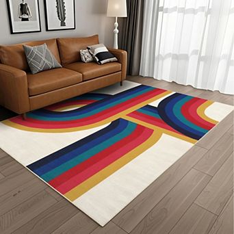 Washable Living Room Rugs, Non-Slip Backing, for Bedroom, Office