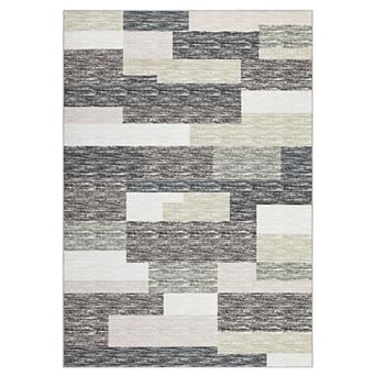 Washable Area Rugs, Modern Geometric Runner Rugs, Stain-Resistant Low Pile Throw Rug