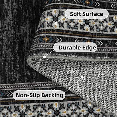 Washable Hallway Runner Rugs, Soft Non Slip Kitchen Rug Carpet, Indoor Modern Geometric Rugs