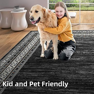 Washable Hallway Runner Rugs, Soft Non Slip Kitchen Rug Carpet, Indoor Modern Geometric Rugs