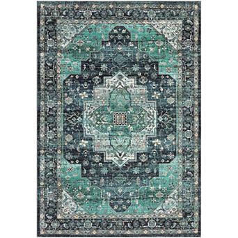 Vintage Floral Elegant Thin Rug, Easy to Clean for Living Room, Bedroom, Entryway