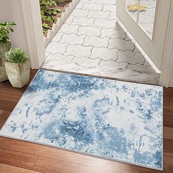 Washable Soft Runner Rug, Modern Abstract Design Area Rugs, Stain Resistant Foldable Carpet