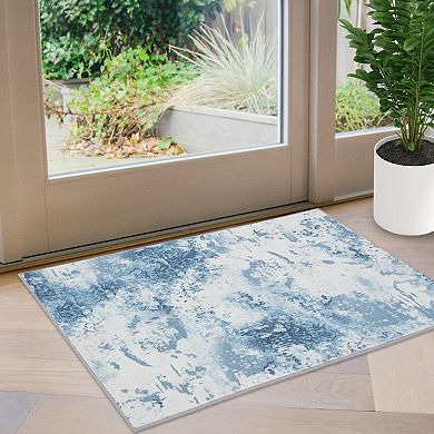 Washable Soft Runner Rug, Modern Abstract Design Area Rugs, Stain Resistant Foldable Carpet