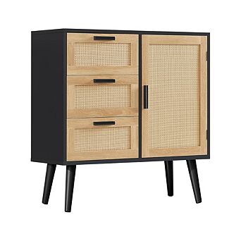 Rattan Console Cabinet With Adjustable Shelf