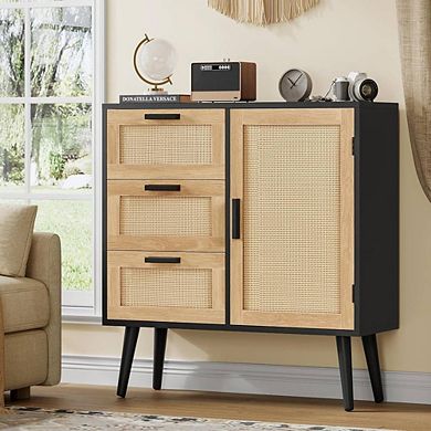 Rattan Console Cabinet With Adjustable Shelf