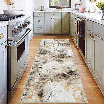 Machine Washable Modern Abstract Design Rugs Non-Slip Marble Ink Splatter Throw Carpet