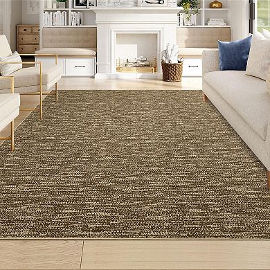 Modern Area Rug, Washable Living Room Carpet, Non-Slip Low-Pile Solid Textured Floor Mat