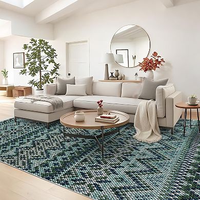Vintage Boho Area Rug, Ultra-Thin, Non-Slip, Washable, Collapsible, for Living Room, Bedroom