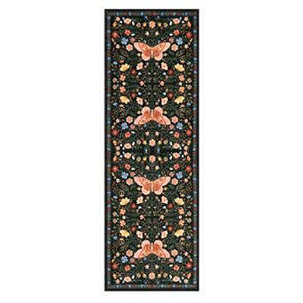 SOM Floral Butterfly Print Indoor Area Rug, Non-Skid TPR Backing, Easy Care Washable