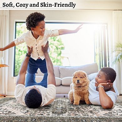 Modern Striped Throw Carpet Living Room Rug Washable Rugs Easy Cleaning