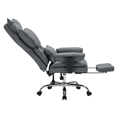 ANIXOL Big & Tall PU Leather Reclining Office Chair with Footrest