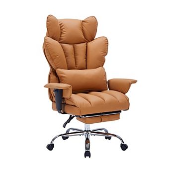 ANIXOL Big & Tall PU Leather Reclining Office Chair with Footrest
